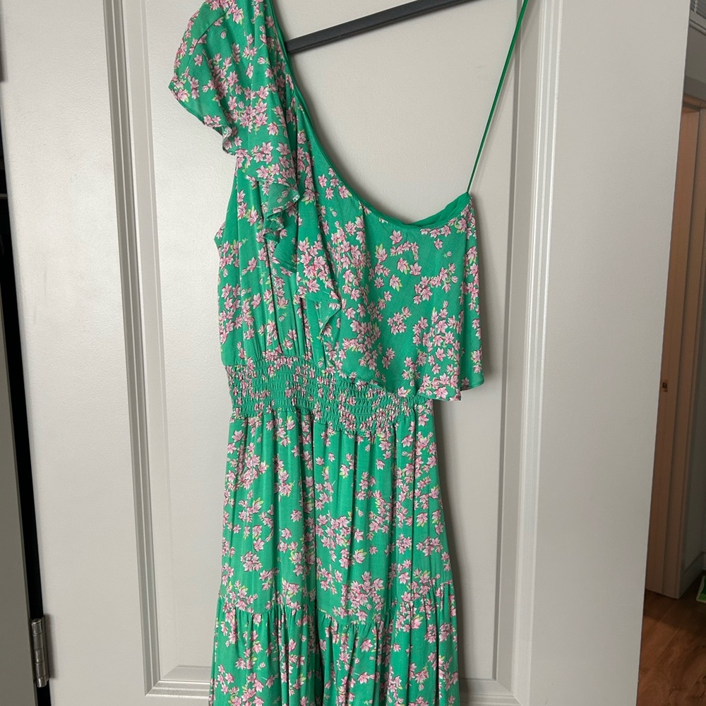 Draper James Green Dress with Pink Floral Design